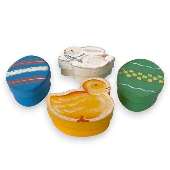 Easter Gift Trinket Boxes Paper Cardboard Eggs Duck Bunny Cottagecore Farmhouse - Picture 2 of 4